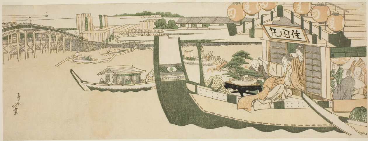 Båtfester på Sumida-elven av Katsushika Hokusai