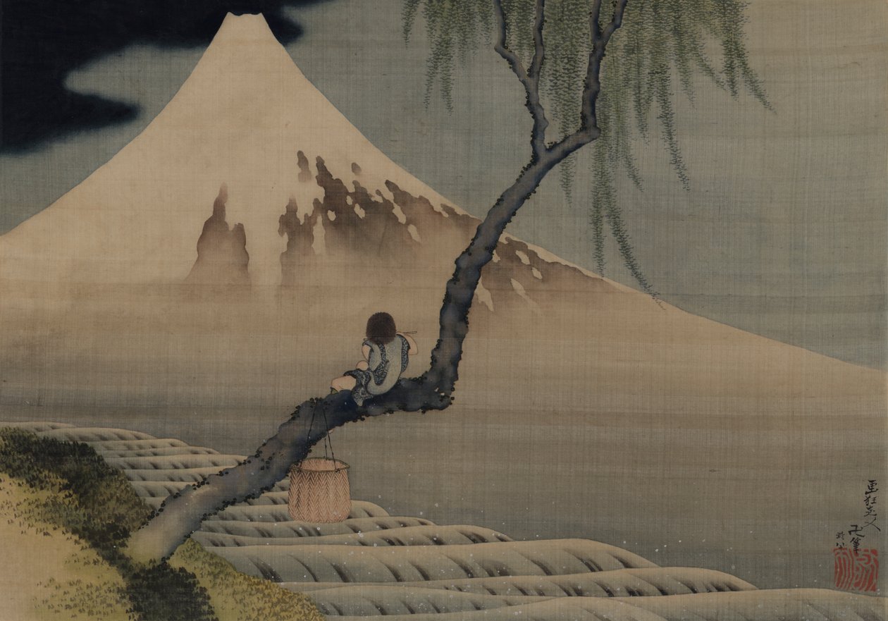 Gutt som ser på Fuji-fjellet, 1839. av Katsushika Hokusai