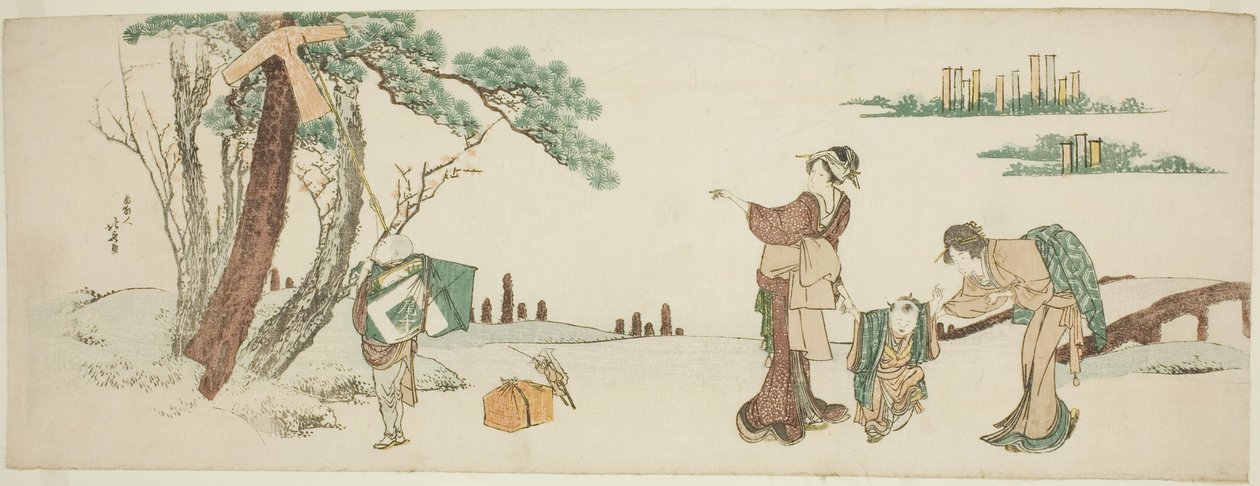 Gutt som slipper en drage av Katsushika Hokusai