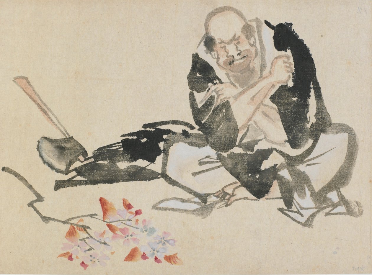 Buddhistisk allegori om en prest som brenner kirsebærgrener, sent på 1700- og begynnelsen av 1800-tallet. av Katsushika Hokusai