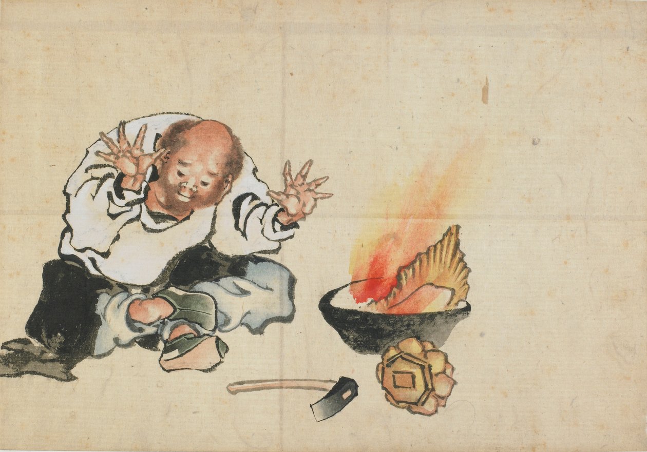 Brenne et buddhistisk bilde, slutten av 1700-begynnelsen av 1800-tallet. av Katsushika Hokusai