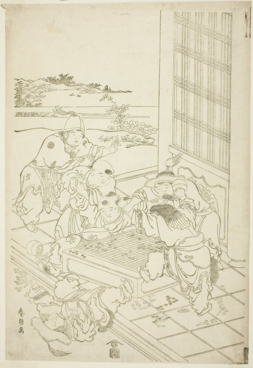 Kinesiske og tartargutter krangler om et Game of Go av Katsushika Hokusai