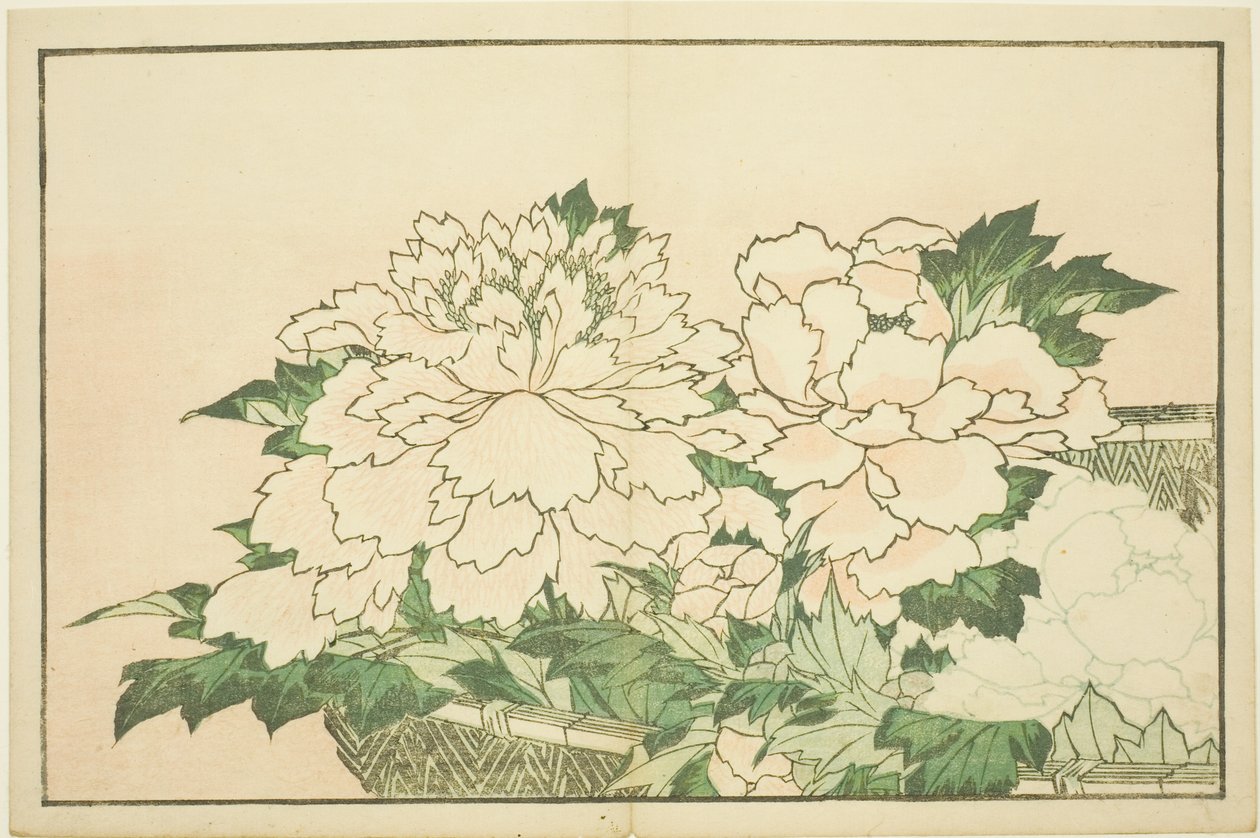 Chrysanthemums in a Basket, fra The Picture Book of Realistic Paintings of Hokusai (Hokusai shashin gafu) av Katsushika Hokusai