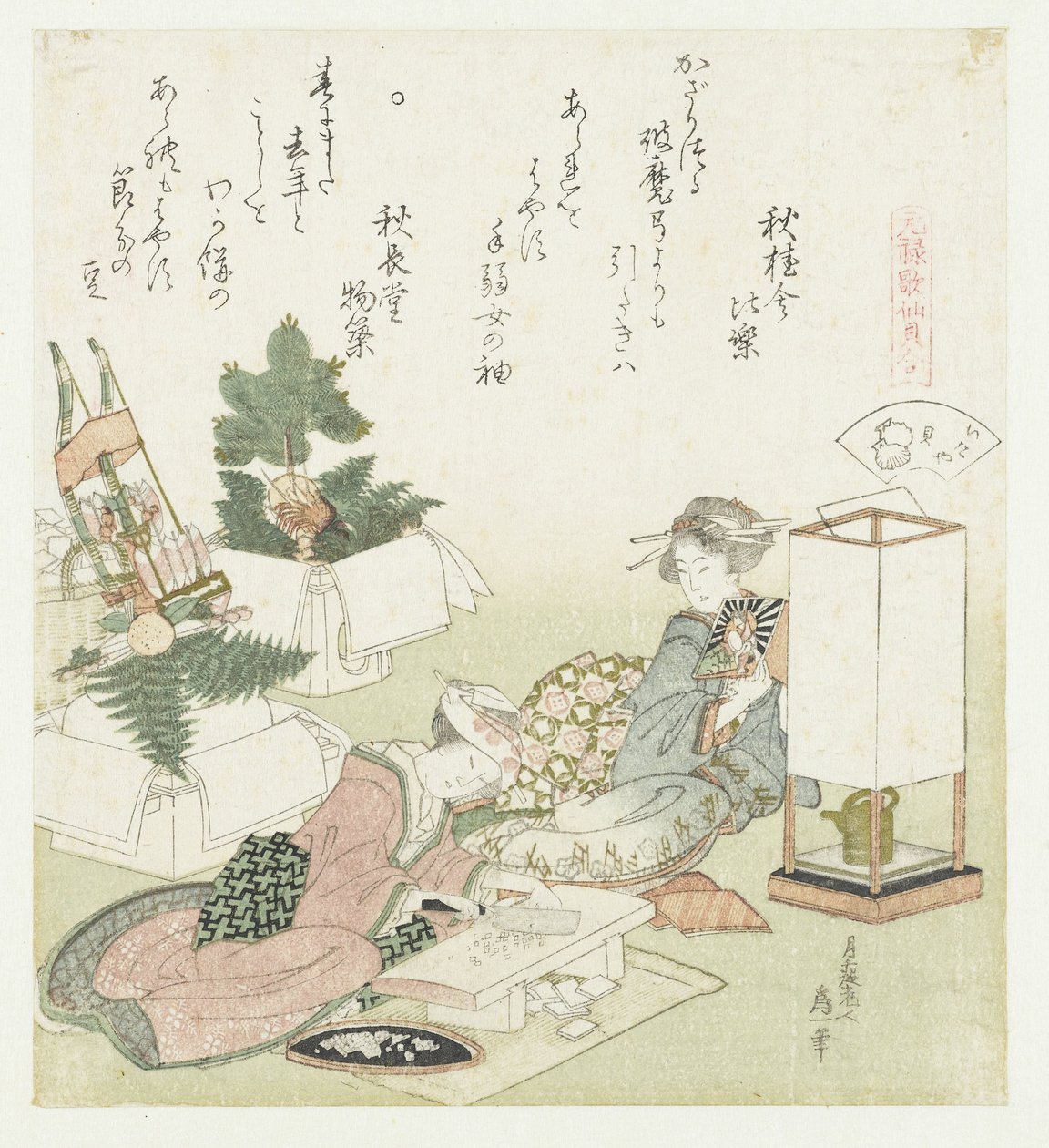 Takskall Itayagai (tittel på objekt) En sammenligning av Genroku-dikt og skjell (serietittel) Genroku kasen kaiawase (serietittel på objekt) av Katsushika Hokusai