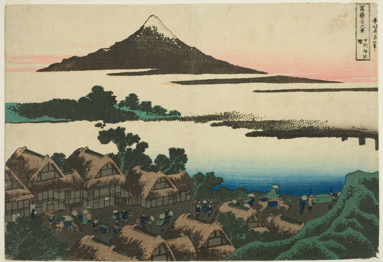 Dawn at Isawa medlemssamfunn P Rovinse (Furushu Isawa no Akatsuki), fra Te-serien `` Mr. Tyrty x View of Mount Fuji (Fugaku Usaju Rokukatsu) 
