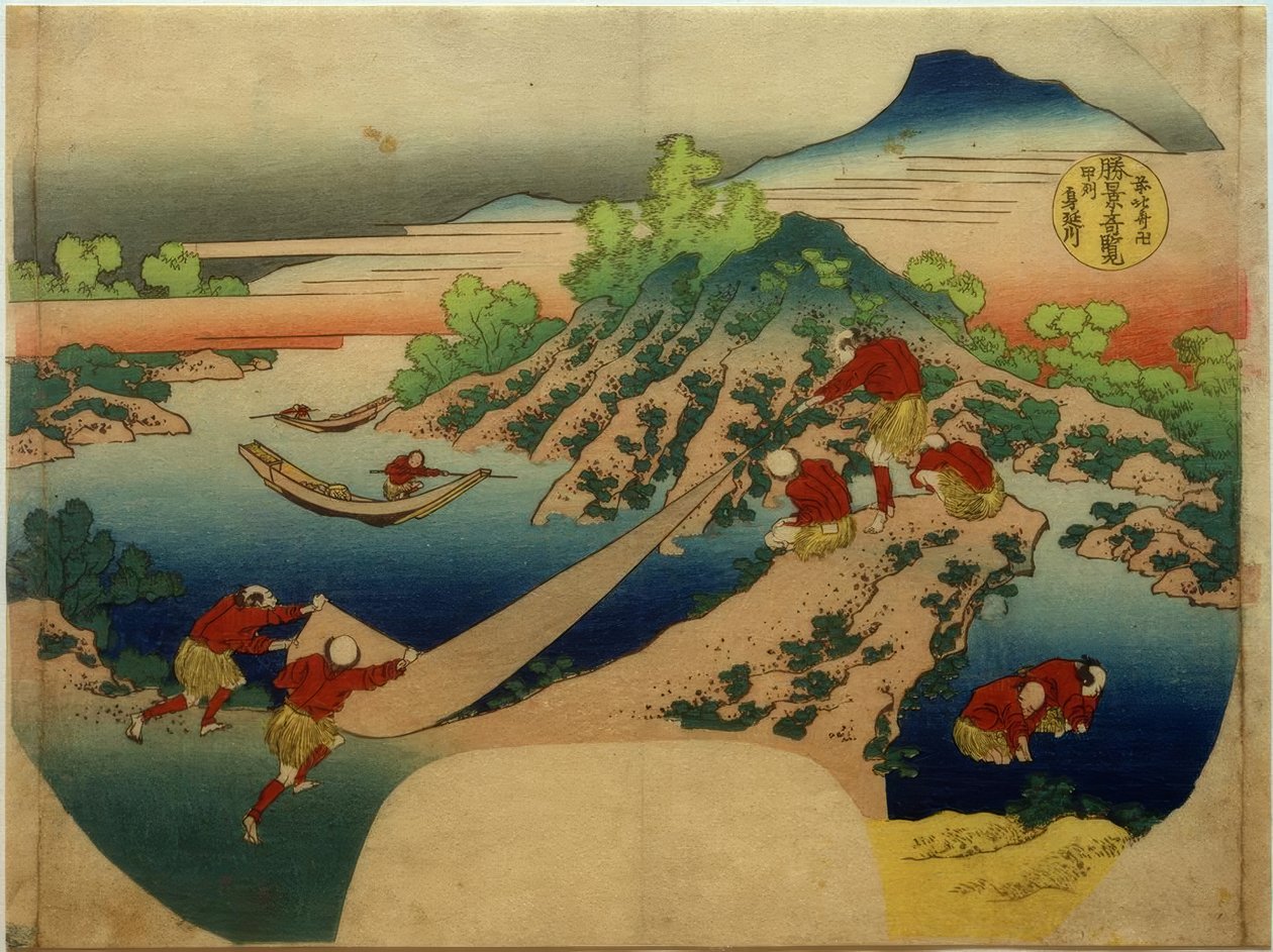 Minobu-elven i Kai-provinsen av Katsushika Hokusai
