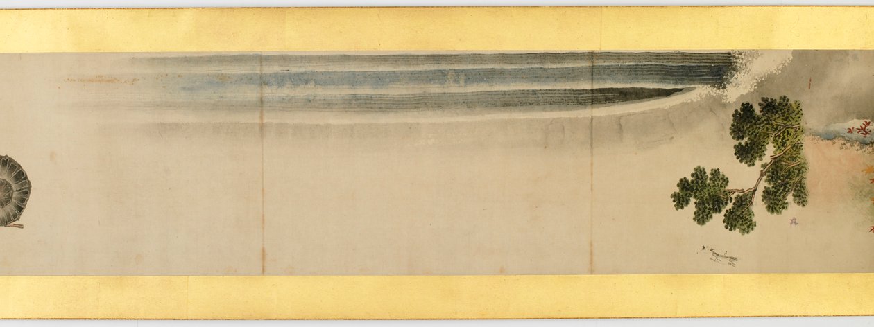 Detalj av Handscroll med diverse bilder, Edo Period, 1839 blekk og farger på papir av Katsushika Hokusai