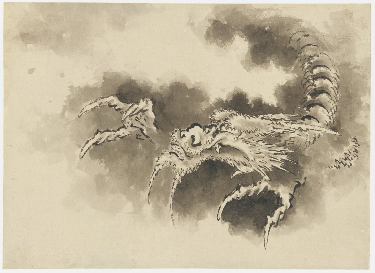 Drage som dukker opp fra skyer, Edo-perioden (blekk på papir) av Katsushika Hokusai