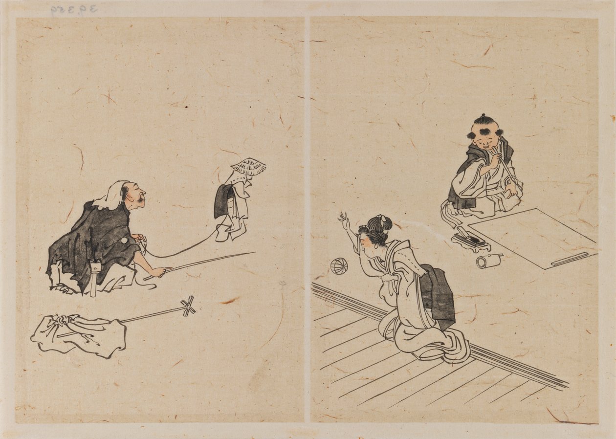 Tegninger (blekk og vask på papir) av Katsushika Hokusai