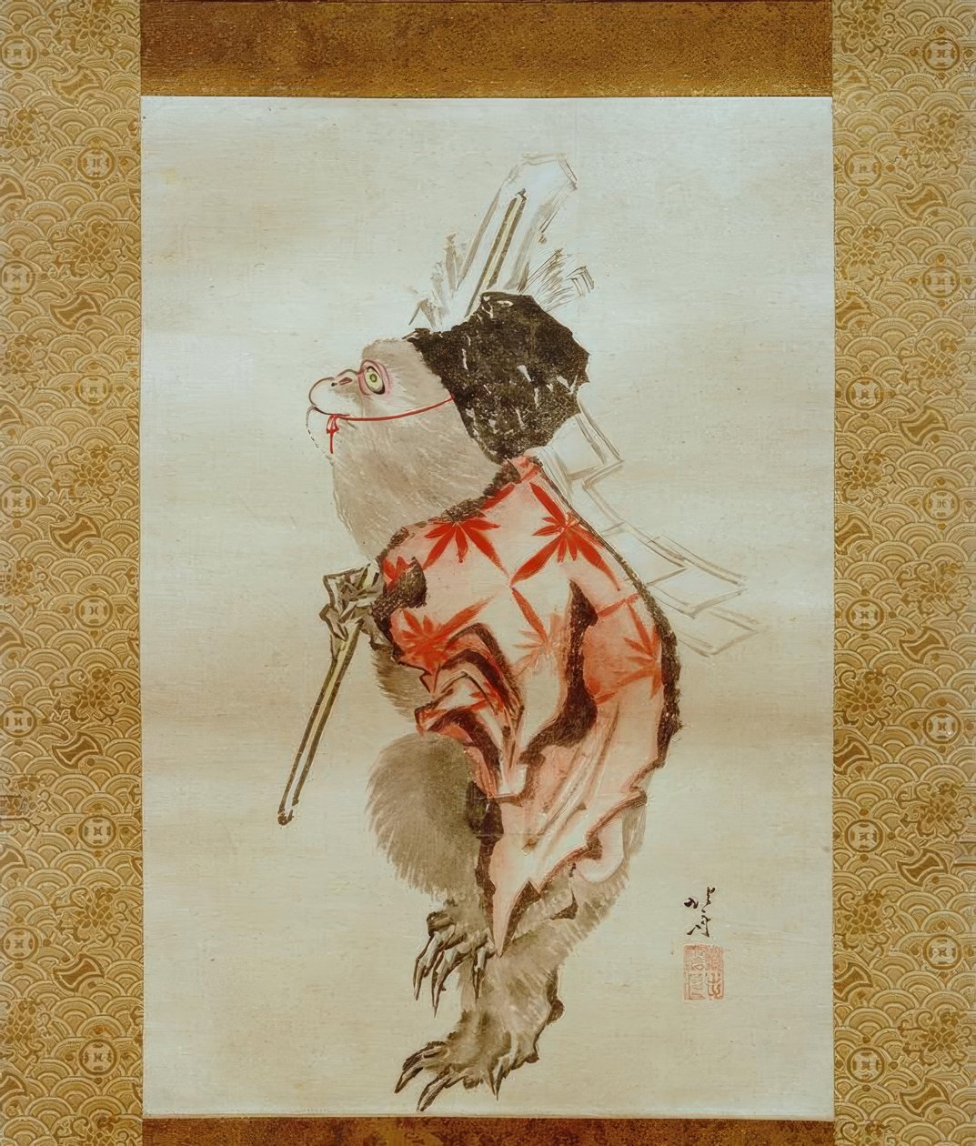 Opplært ape av Katsushika Hokusai