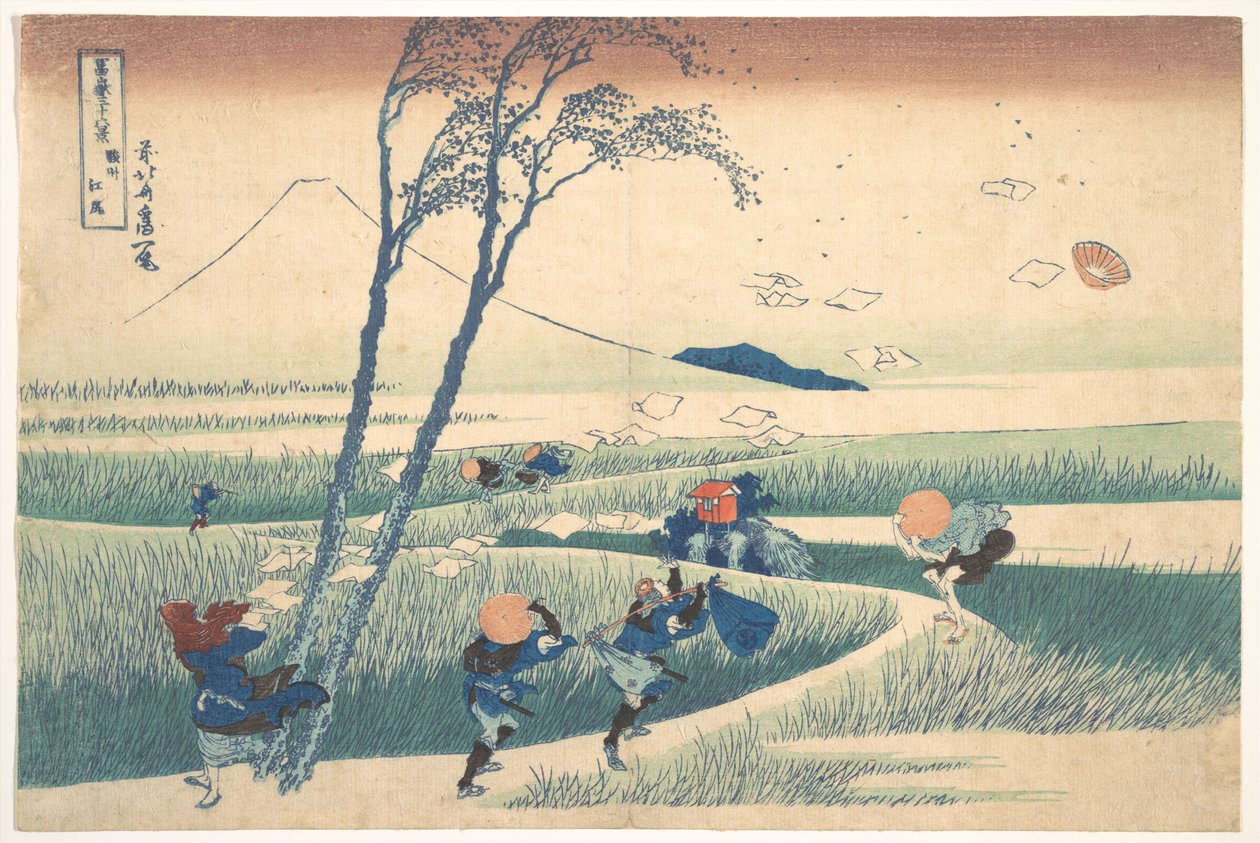 Ejiri i Suruga-provinsen (Sunshū Ejiri), fra serien «De tretti-seks utsiktene over Fuji-fjellet» (Fugaku sanjūrokkei) av Katsushika Hokusai