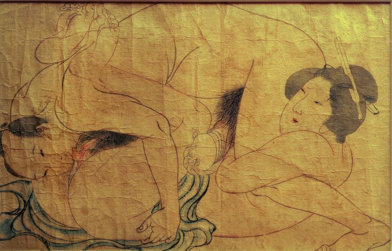 Erotisk scene av Katsushika Hokusai