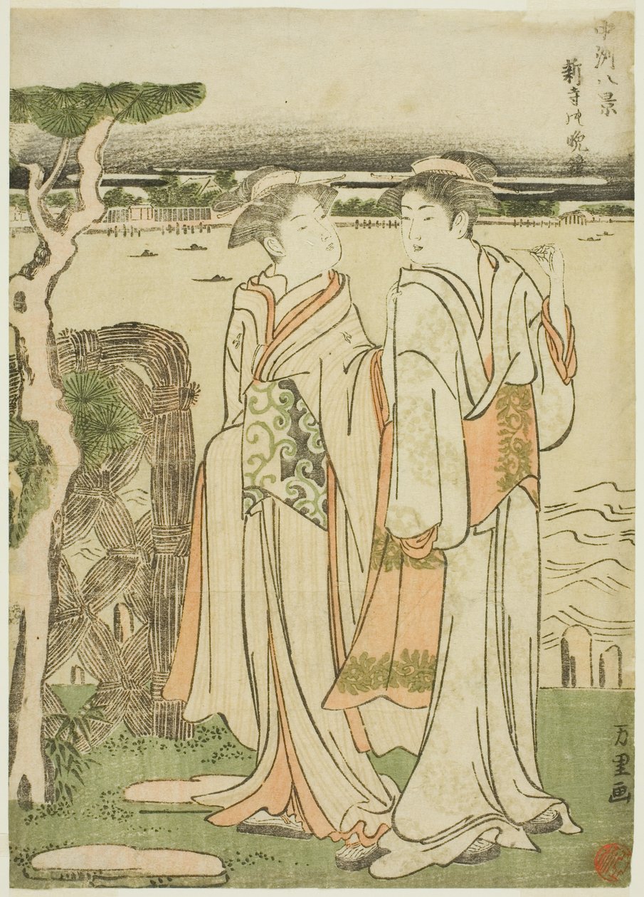 Kveldsklokke ved Mii Temple av Katsushika Hokusai