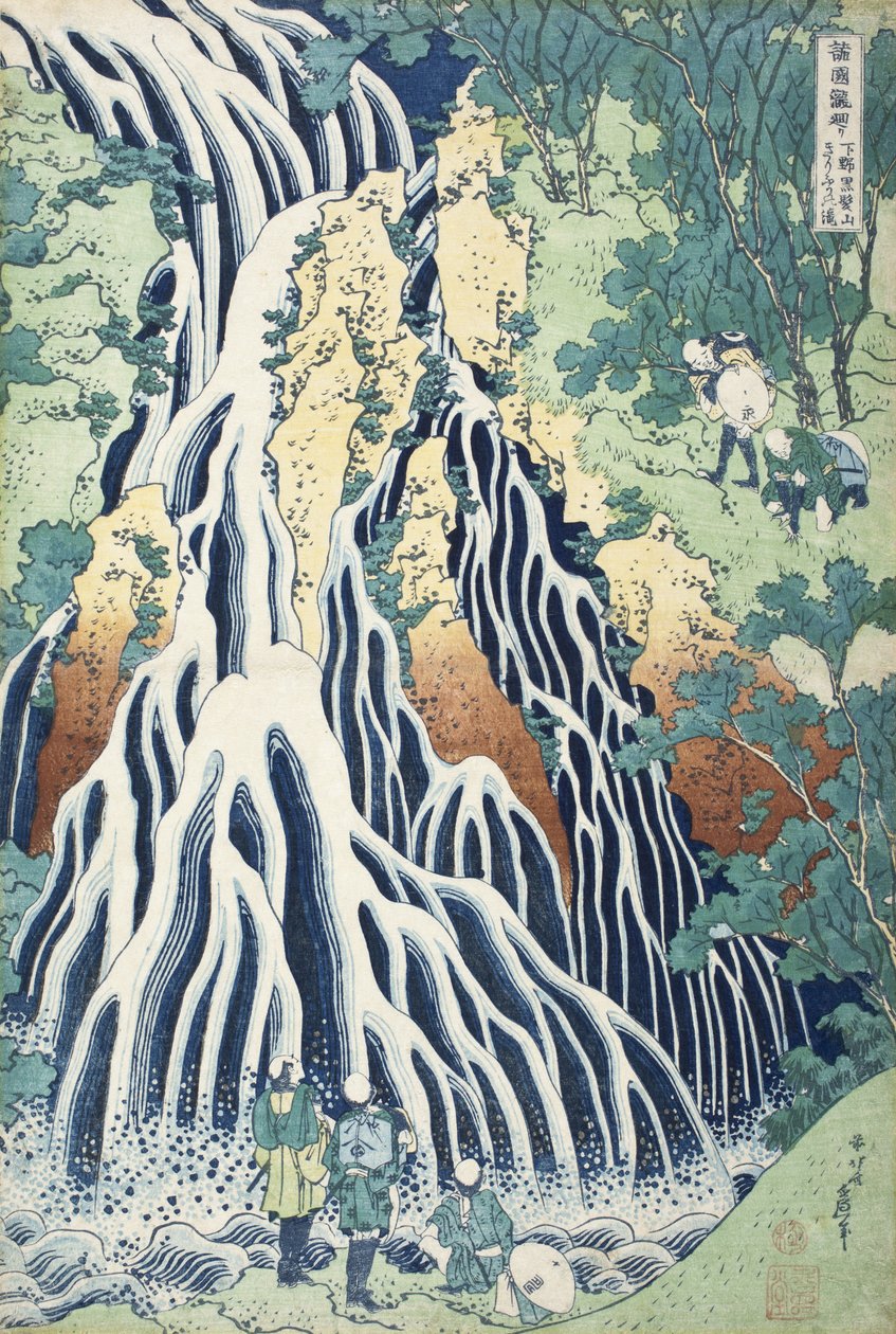 Kirifuri-fossene ved Kurokami-fjellet, Shimotsuke-provinsen av Katsushika Hokusai