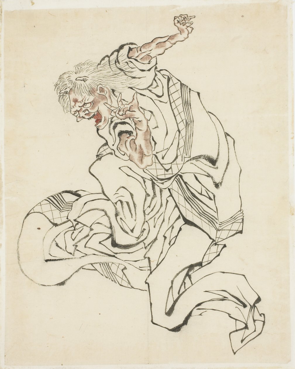 Kvinne Oni (illustrasjon for et folkeeventyr), ca. 1815-49 (blekk og farge på papir) av Katsushika Hokusai