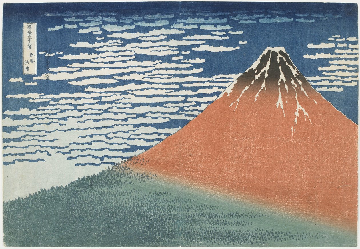Fin vind, klart vær, 1831-1834 (treblokktrykk i farger) av Katsushika Hokusai