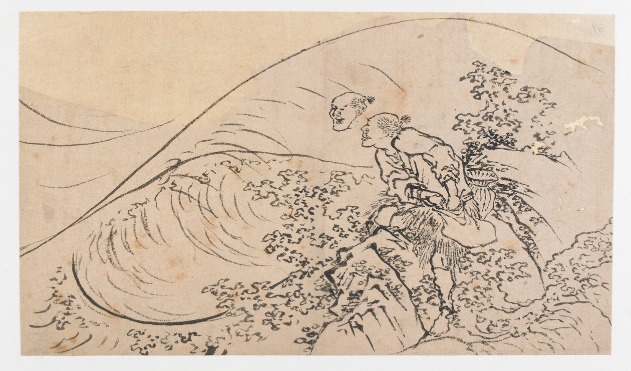 Fisherman Tossing Bait, Edo-perioden, ca. 1830. av Katsushika Hokusai