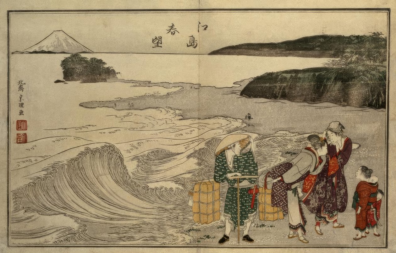 Kvinner på Enoshima-stranden av Katsushika Hokusai