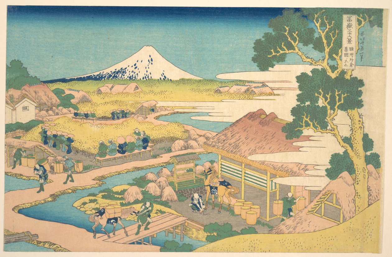 Fuji fra Katakura-teplantasjene i Suruga (Sunshū Katakura chaen no Fuji), fra serien «De tretti-seks utsiktene over Fuji-fjellet» (Fugaku sanjūrokkei) av Katsushika Hokusai