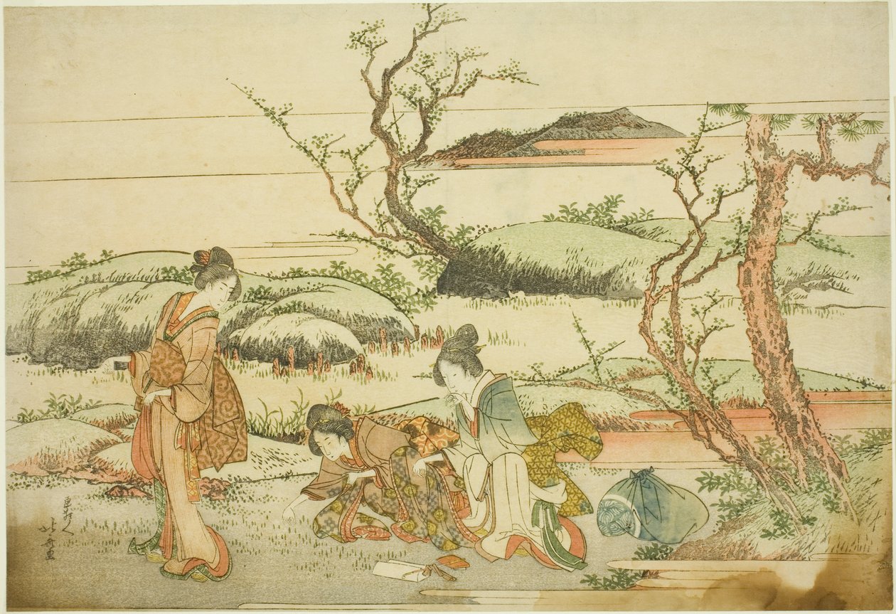 Samler vårgrønt, fra albumet "Fuji in Spring (Haru no Fuji)" av Katsushika Hokusai
