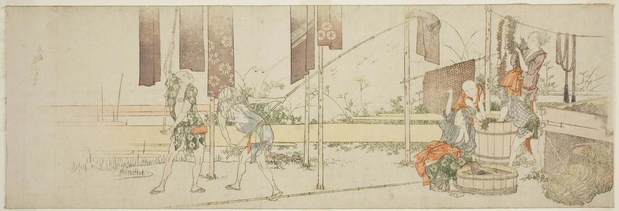 Henger opp farget klut av Katsushika Hokusai