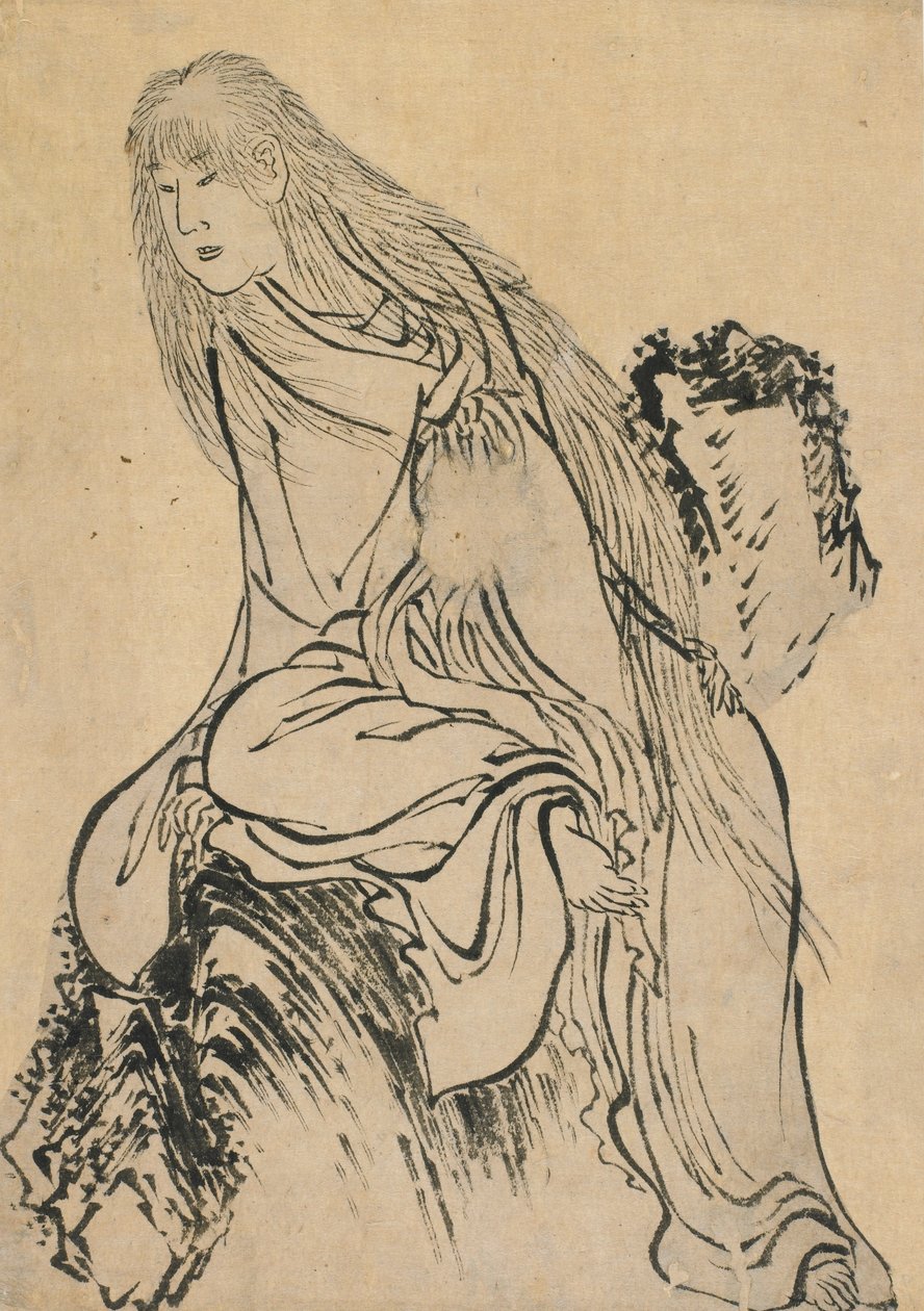 Eremitt hviler på en stein, sent på 1700-tallet - begynnelsen av 1800-tallet. av Katsushika Hokusai