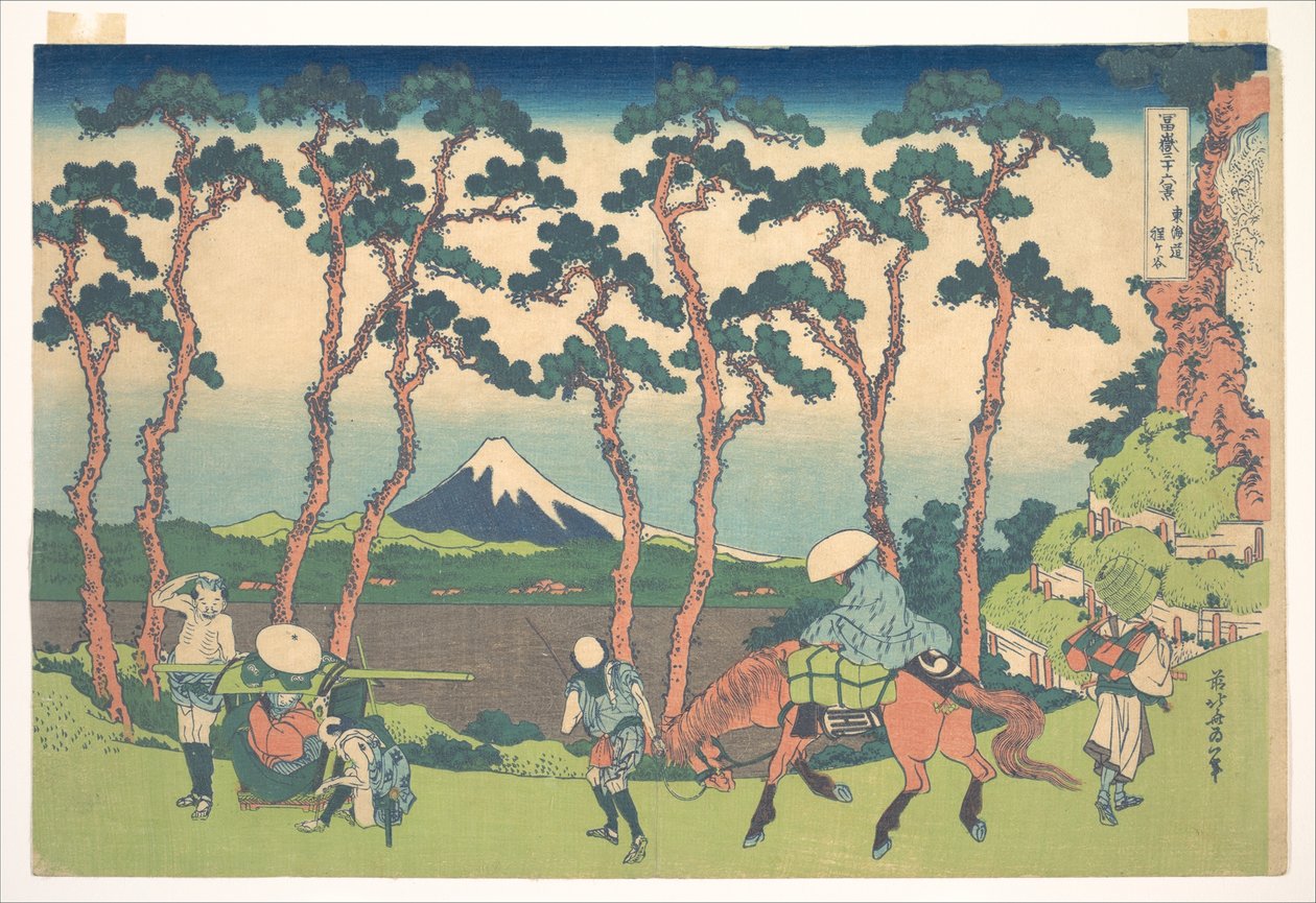 Hodogaya på Tōkaidō (Tōkaidō Hodogaya), fra serien «De tretti-seks utsiktene over Fuji-fjellet» (Fugaku sanjūrokkei) av Katsushika Hokusai