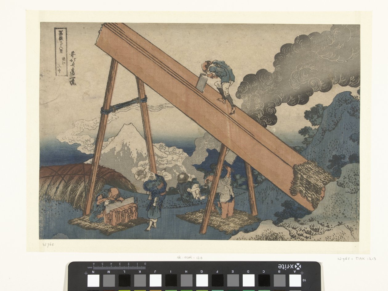 I fjellene i provinsen Totomi Totomi Sanchu (tittel på objekt) 36 utsikt over Mount Fuji (serietittel) Fugaku sanjurokkei (serietittel på objekt) av Katsushika Hokusai