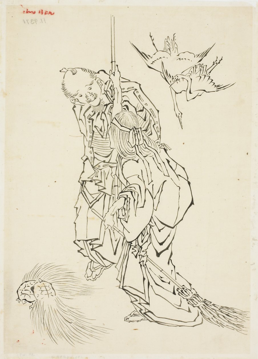 Jo and Uba; Theme of Takasago, ca. 1815-1849 (ink on paper) av Katsushika Hokusai