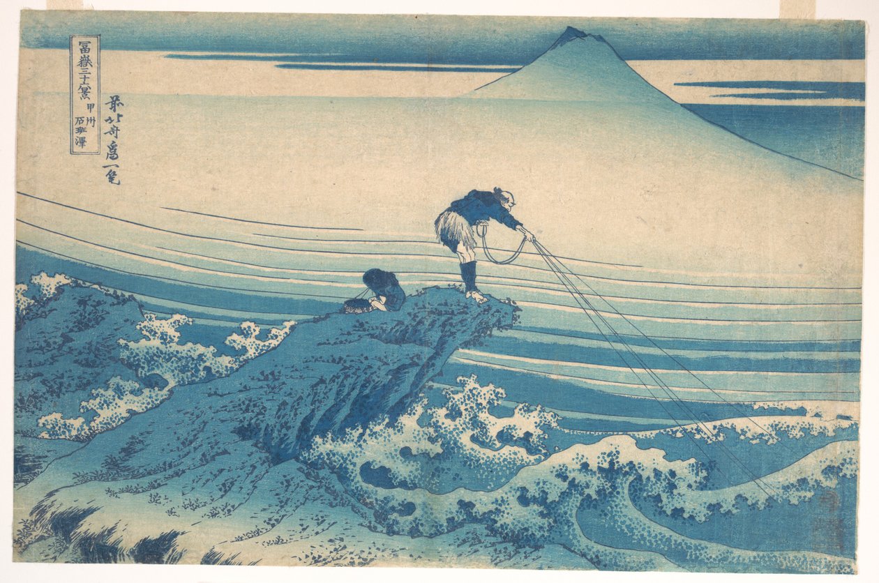 Kajikazawa i Kai-provinsen (Kōshū Kajikazawa), fra serien «De tretti-seks utsiktene over Fuji-fjellet» (Fugaku sanjūrokkei) av Katsushika Hokusai