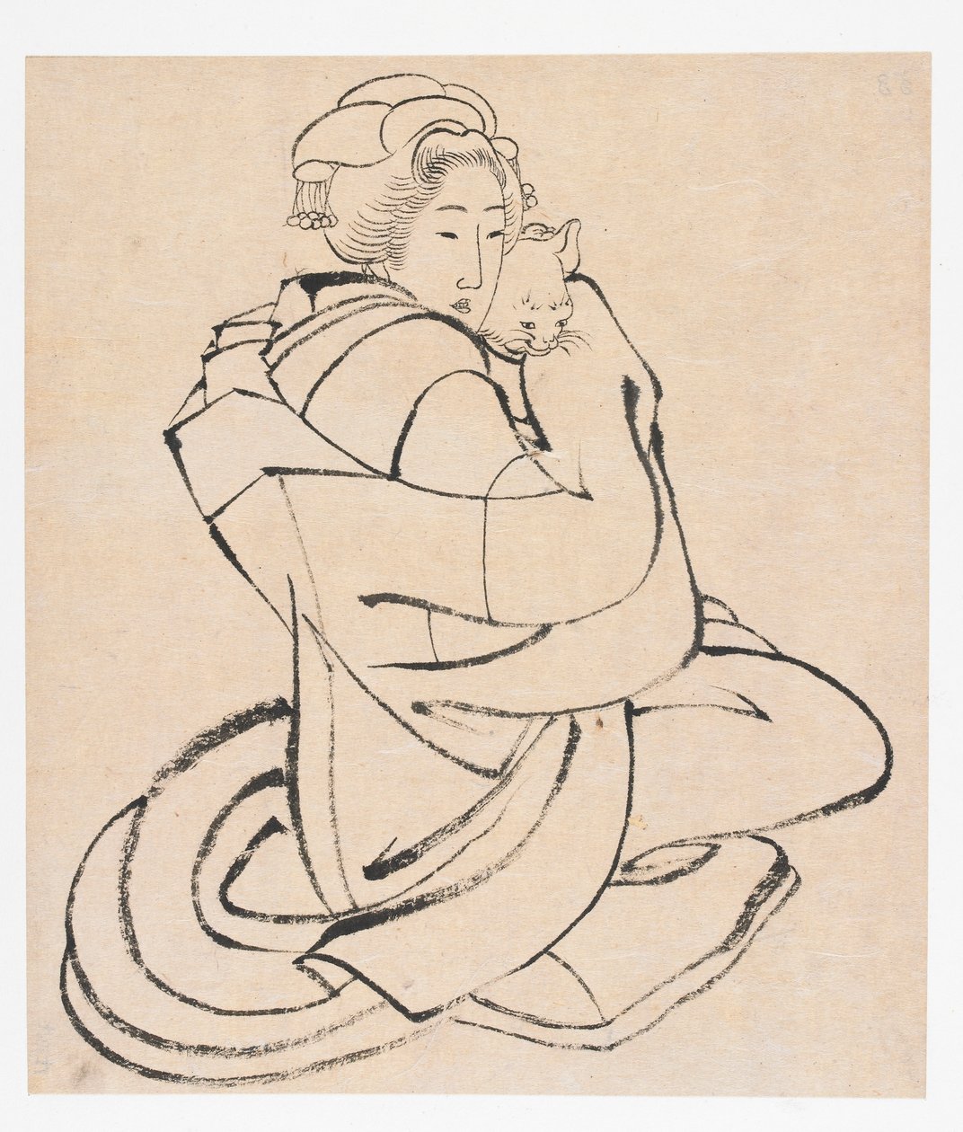 Lady Holding a Cat, Edo-perioden, ca. 1810-årene. av Katsushika Hokusai