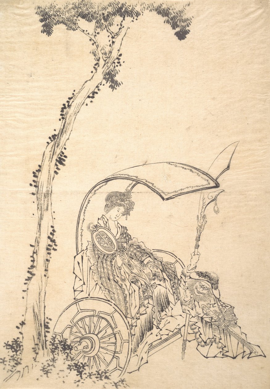 Dame i en vogn. av Katsushika Hokusai