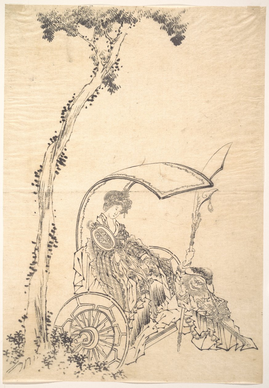 En dame i en stridsvogn av Katsushika Hokusai