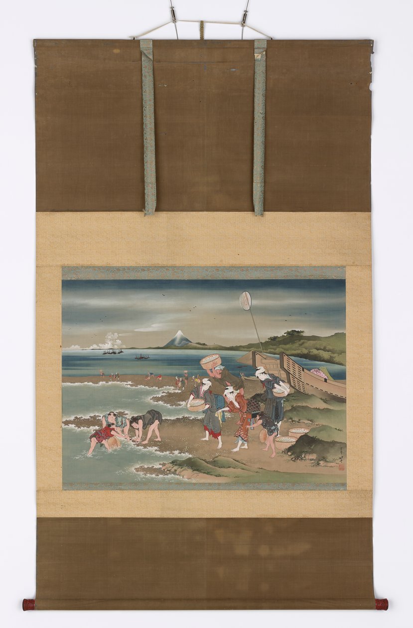 Landskap: muslingsamlere på kysten, sent på 1700-tallet - begynnelsen av 1800-tallet. av Katsushika Hokusai