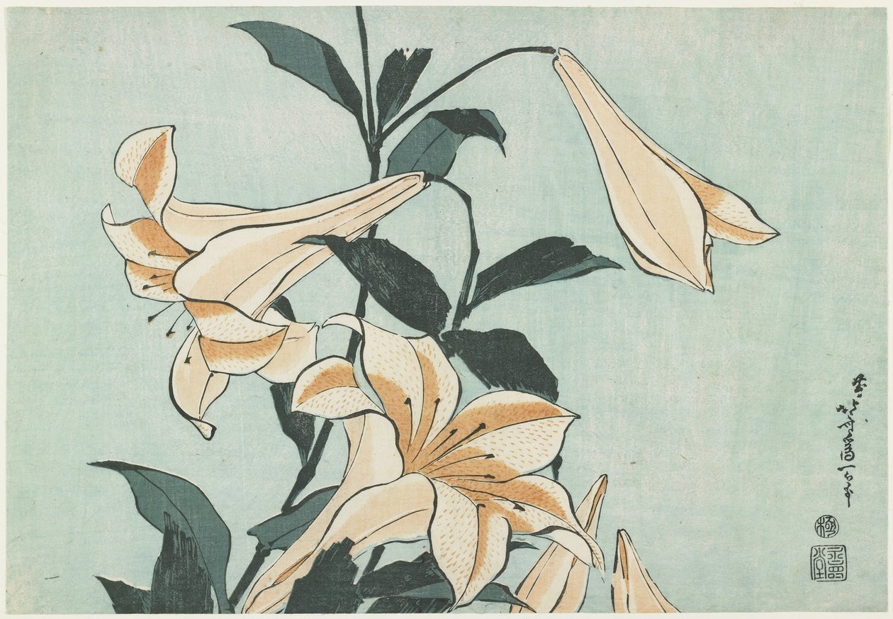 Liljer, c. 1832 av Katsushika Hokusai