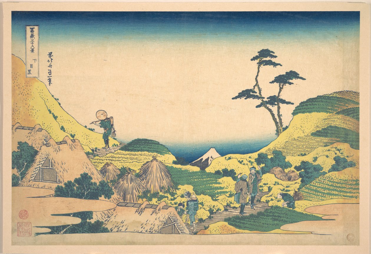 Nedre Meguro (Shimo Meguro), fra serien «De tretti-seks utsiktene over Fuji-fjellet» (Fugaku sanjūrokkei) av Katsushika Hokusai