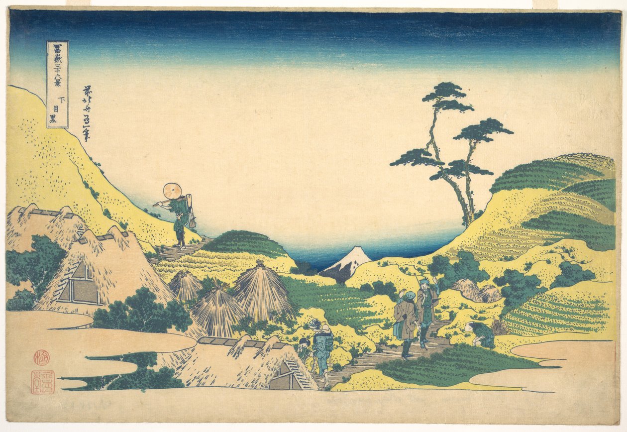 Nedre Meguro (Shimo Meguro), fra serien «De tretti-seks utsiktene over Fuji-fjellet» (Fugaku sanjūrokkei) av Katsushika Hokusai