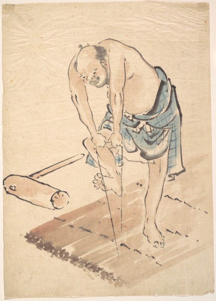 Mann på en flåte av Katsushika Hokusai