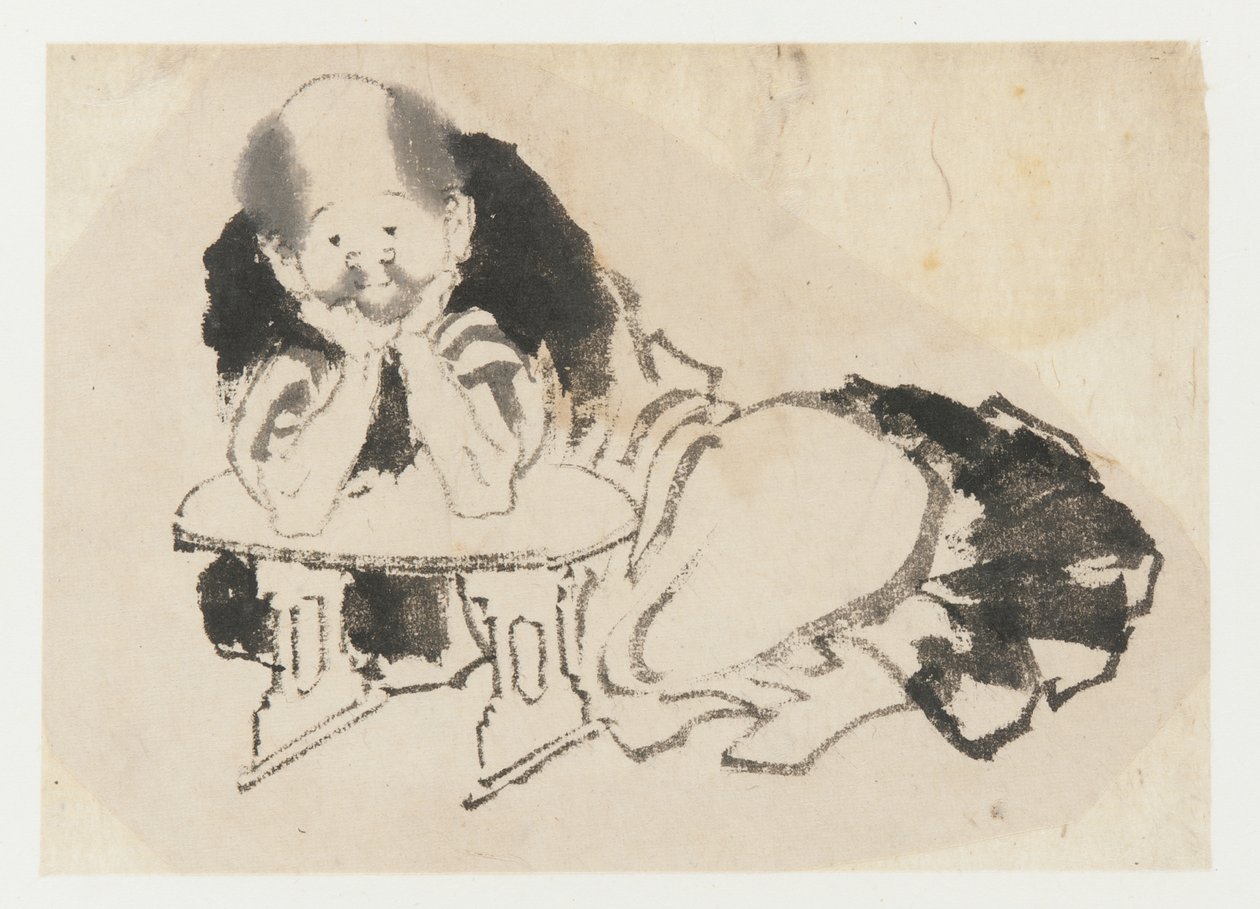 Mann sittende med armlen, Edo-periode, 1800-tallet. av Katsushika Hokusai