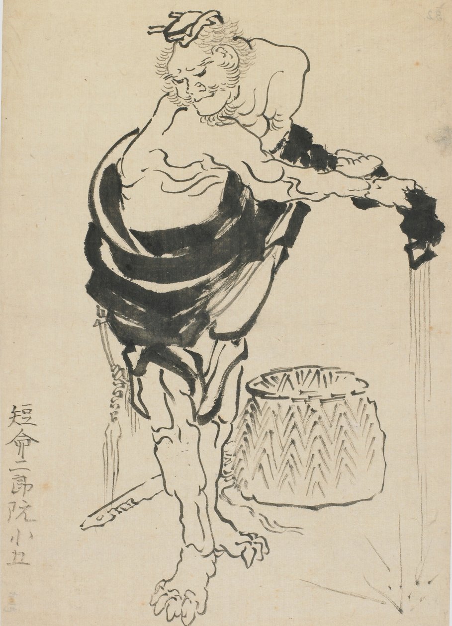 Mann som vri ut kappen sin, sent på 1700-tallet – begynnelsen av 1800-tallet. av Katsushika Hokusai