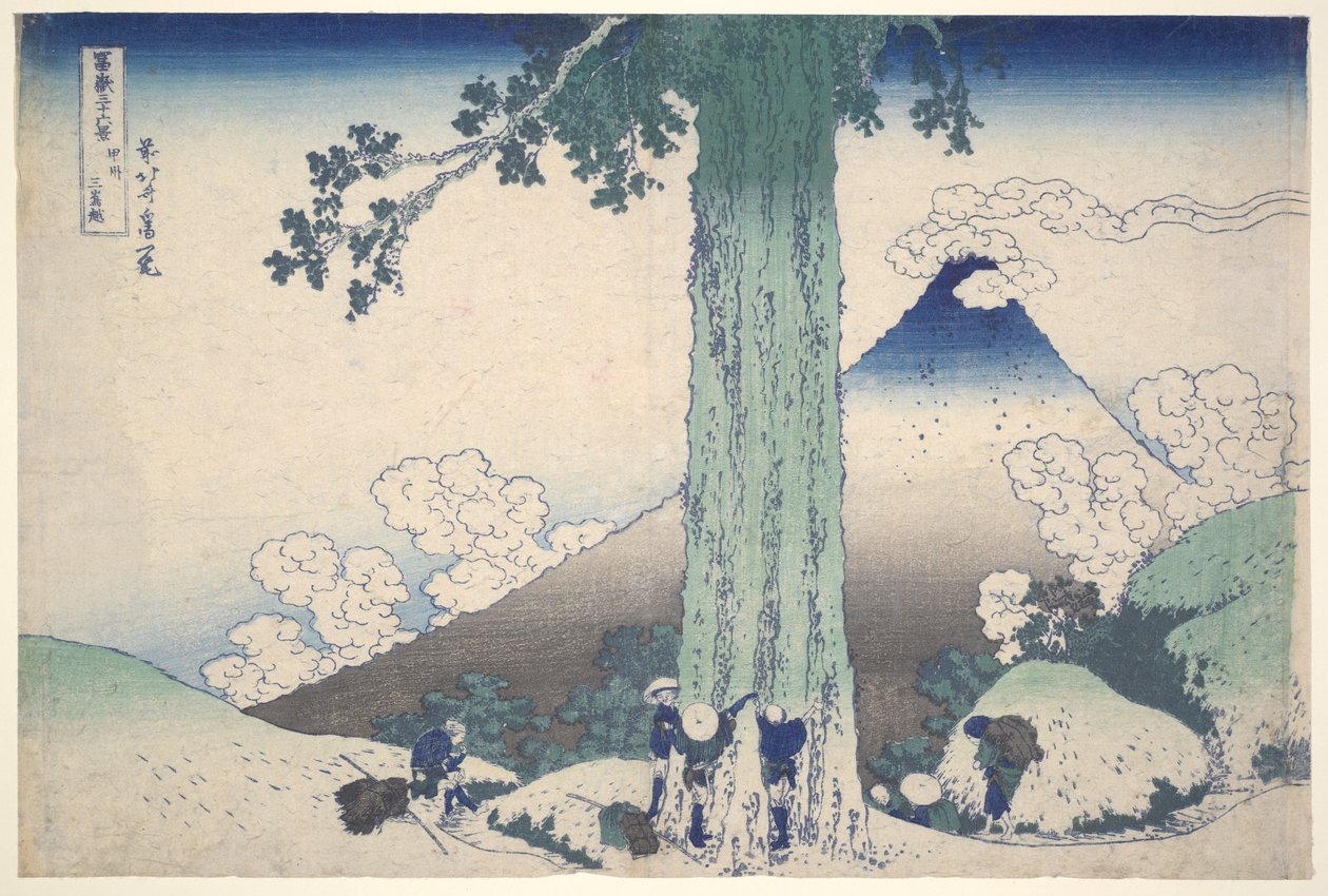 Mishima Pass i Kai-provinsen, fra serien Thirty-six Views of Mount Fuji av Katsushika Hokusai