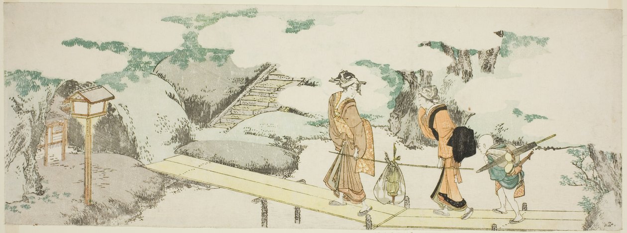 På gangbroen av Katsushika Hokusai