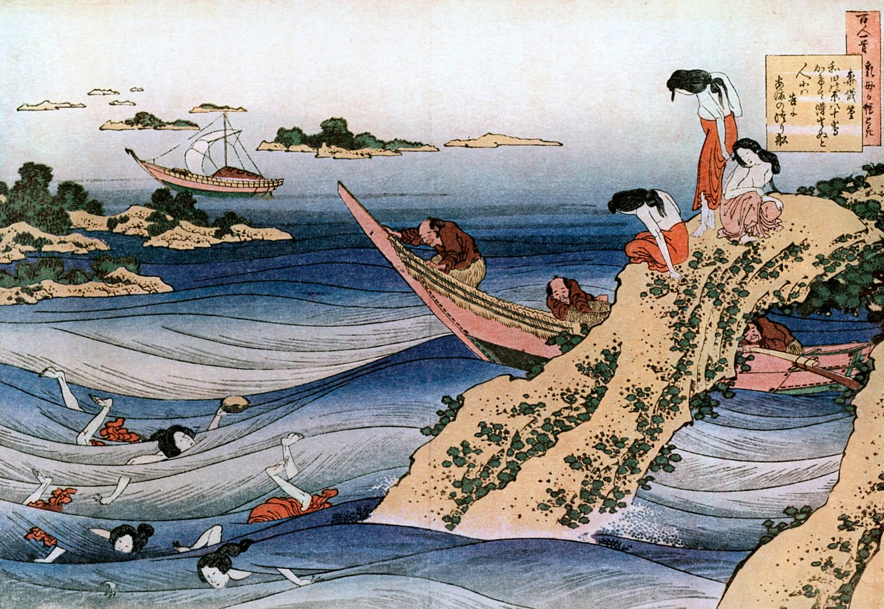 Østersfiske, c1785-1849. av Katsushika Hokusai