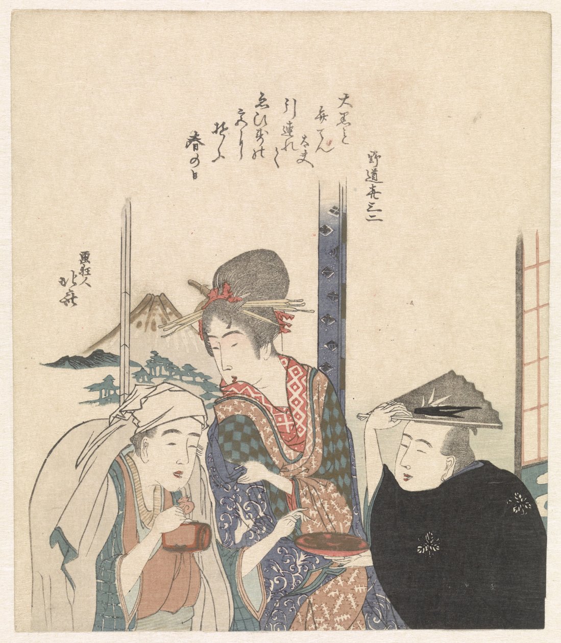 Parodi på gudene Daikoku og Benten av Katsushika Hokusai