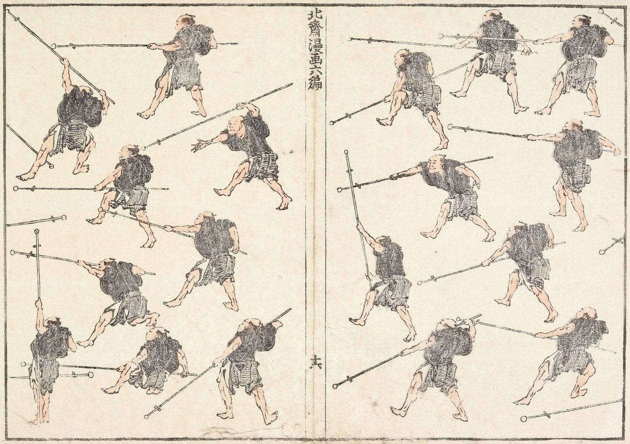 Trening med langskaftet sverd av Katsushika Hokusai