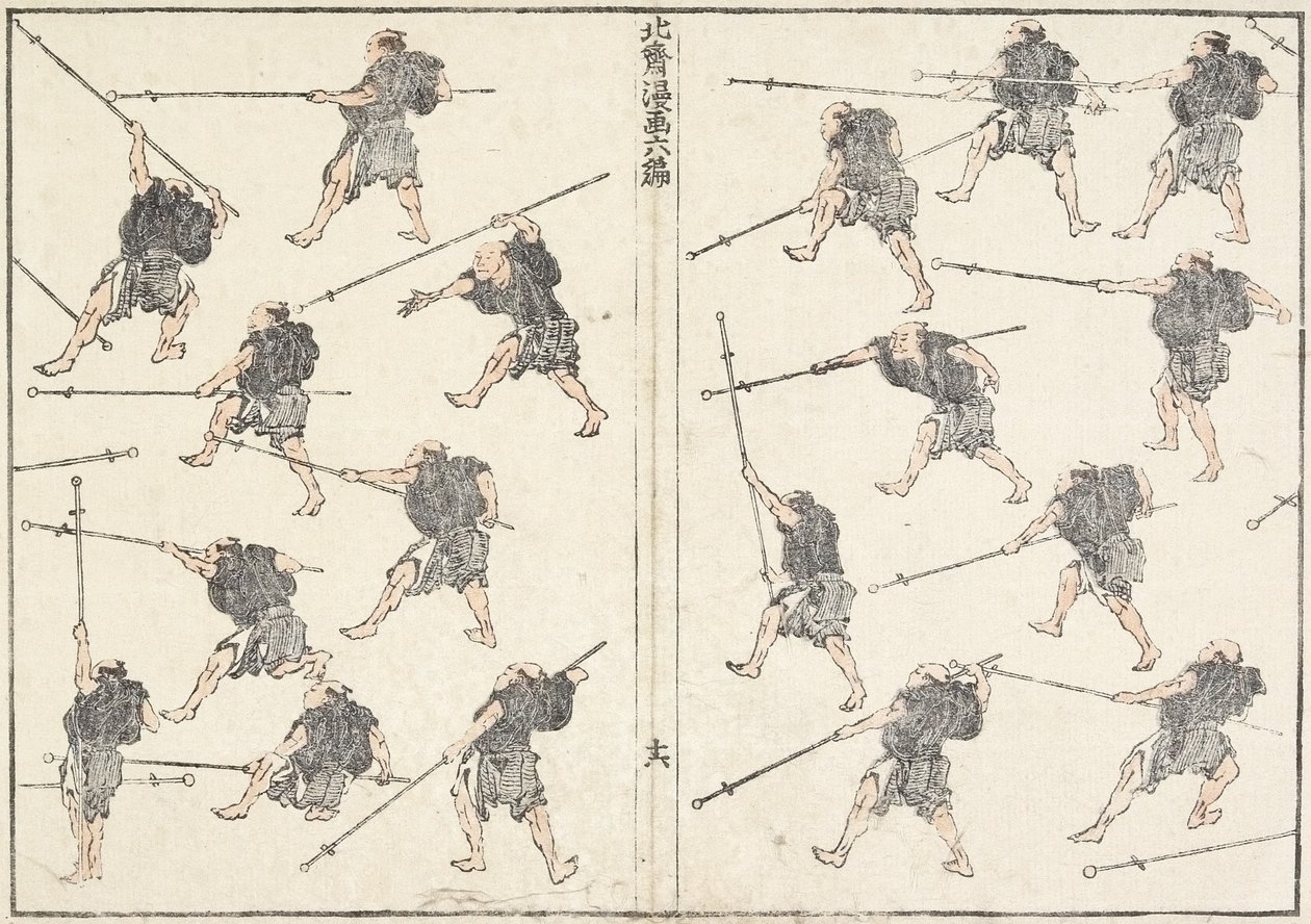 Praksis av langskaftet sverd, 1817 av Katsushika Hokusai