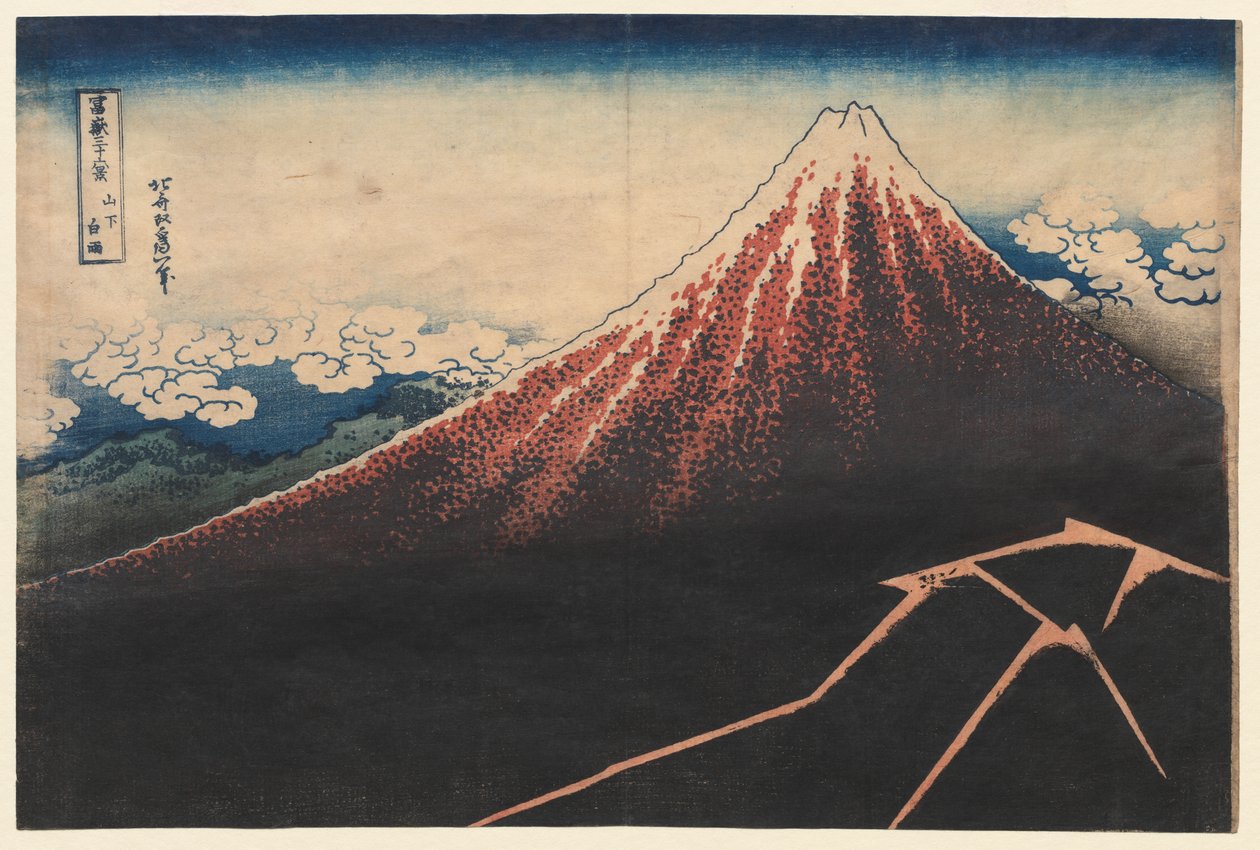 Rain Below the Mountain (fra serien Thirty-six Views of Mt. Fuji) av Katsushika Hokusai