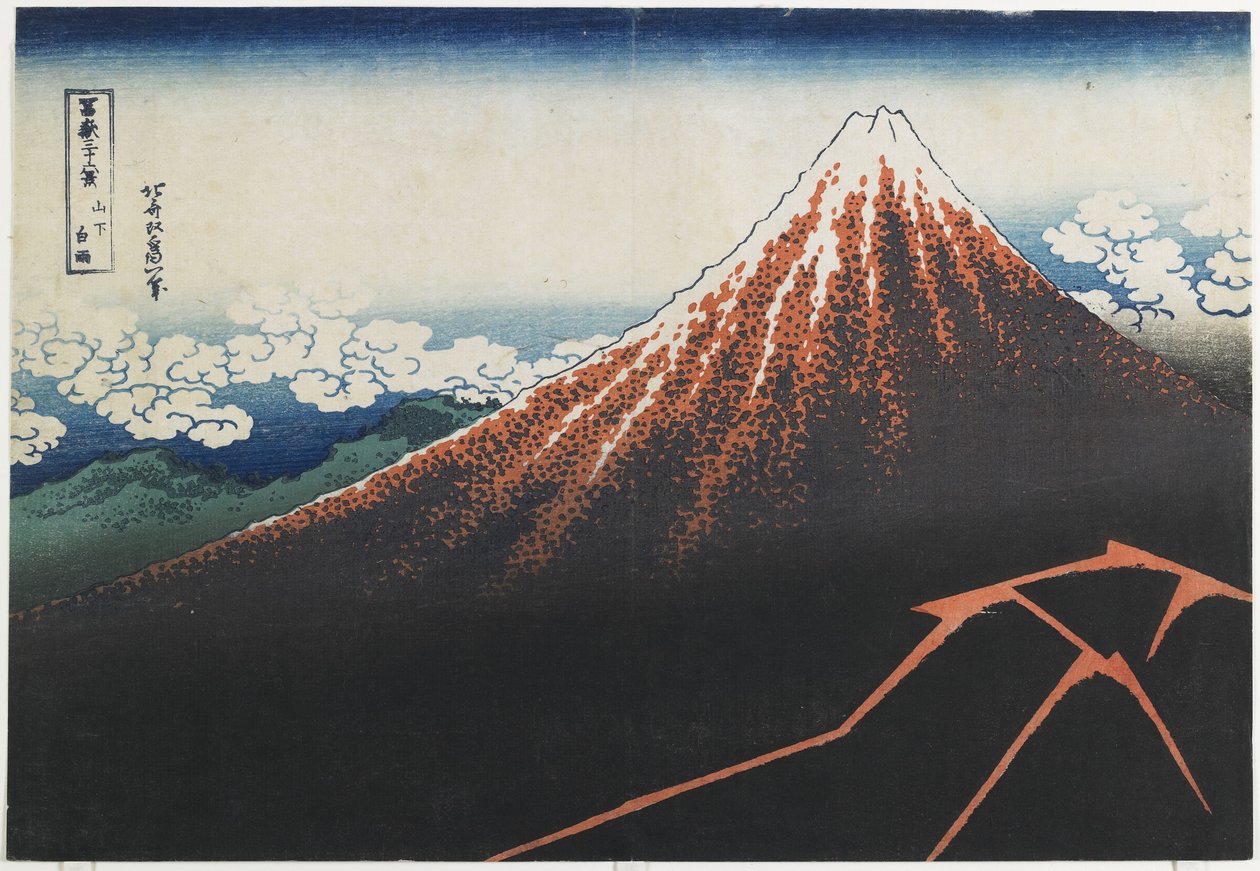 Regnvær under toppmøtet, 1831-1834 av Katsushika Hokusai