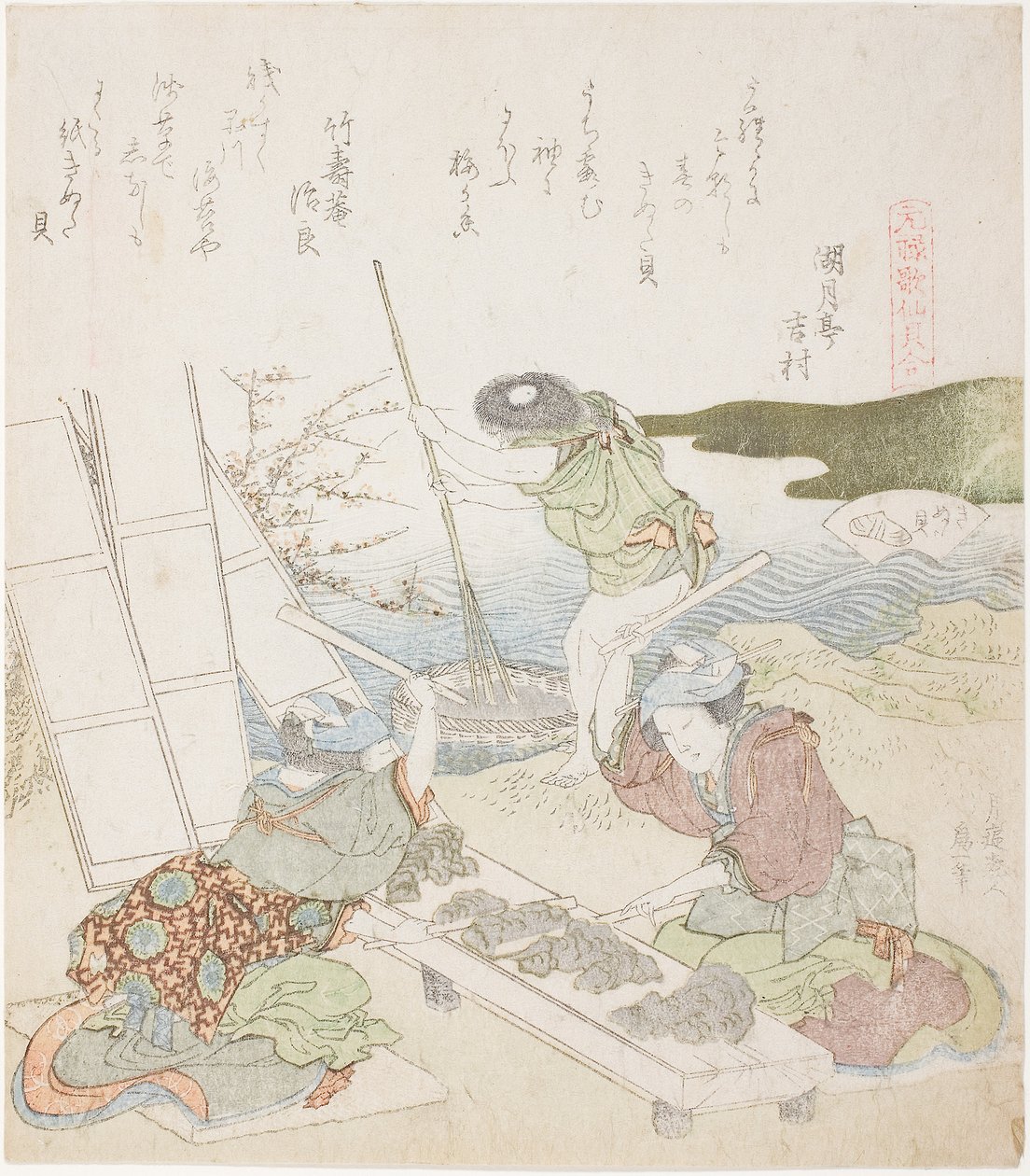 Resirkuleringspapir, illustrasjon for The Fulling-block Shell av Katsushika Hokusai