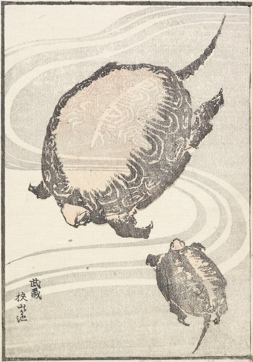 Sayama-ga-ike pon d-medlem Musashi P Rovinse, 1817 av Katsushika Hokusai